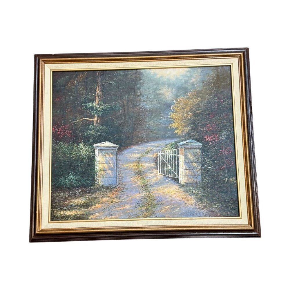 Acrylic Painting Inspired by Thomas Kinkade's The Autumn Gate Canvas 28" x 24" - Picture 2 of 16